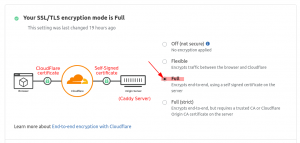 Configure cloudflare to use full encryption with caddy self signed certificate