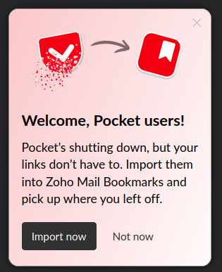 Zoho invites Pocket users