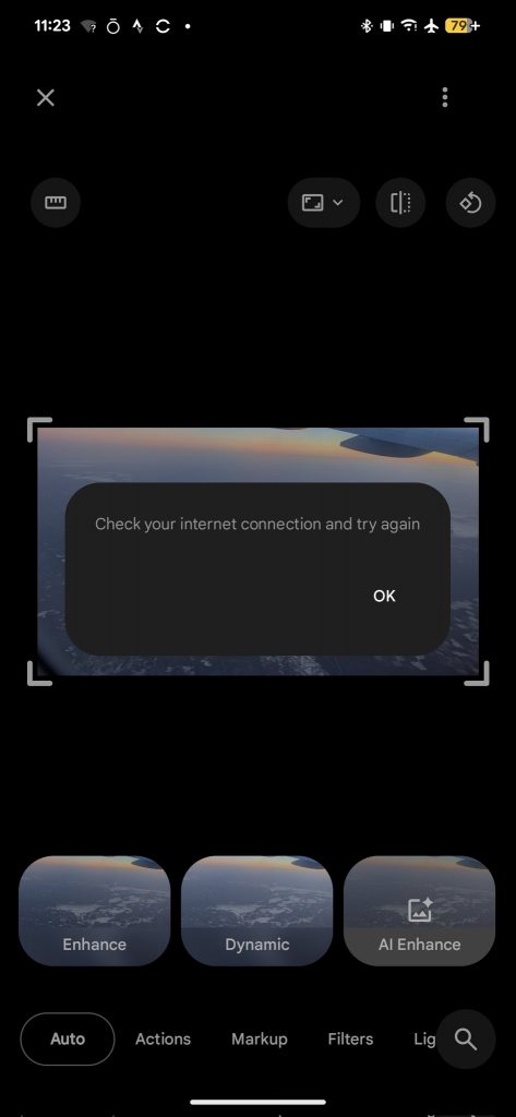 AI photo editor is asking for the internet connection